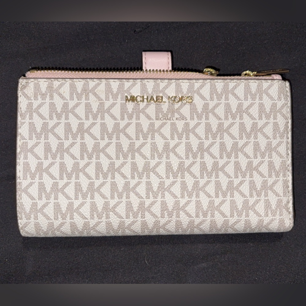 Michael Kors Pink and Cream Wallet with Signature Monogram